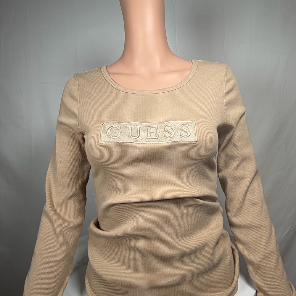 GUESS Women's Beige Long Sleeve Tee
